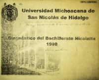 Diagnóstico del Bachillerato Nicolaita 1998
