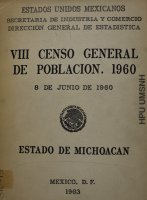 Censo General de Población en el Estado de Michoacán 1960 y 1970